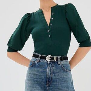 Veronica Beard Coralee Top in Pine Green
